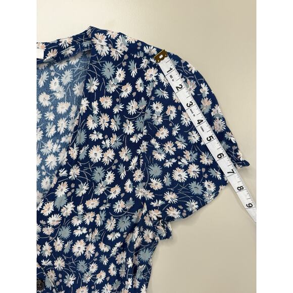 Madewell Floral Button Wrap Mini Dress Womans 10 French Blue Boho Cottagecore‎ - Picture 11 of 15